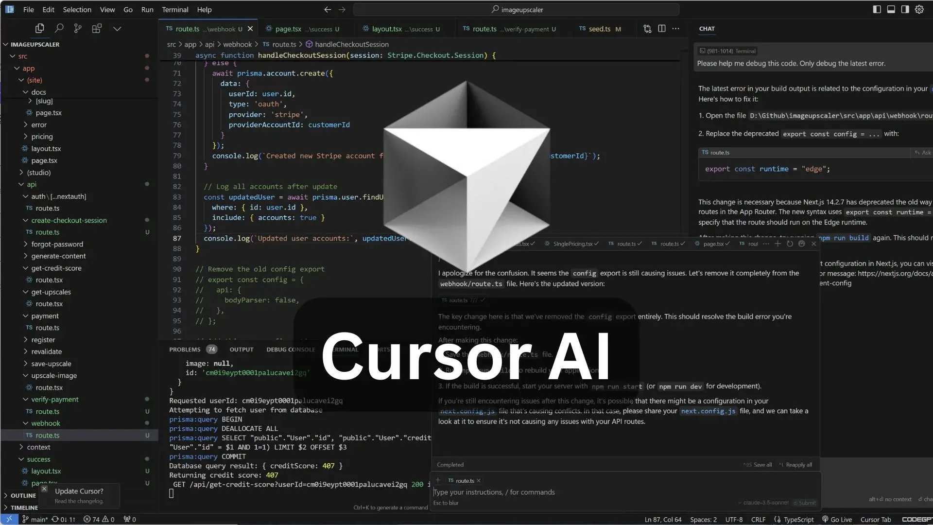 Cursor AI Interface - Code editor with AI assistant